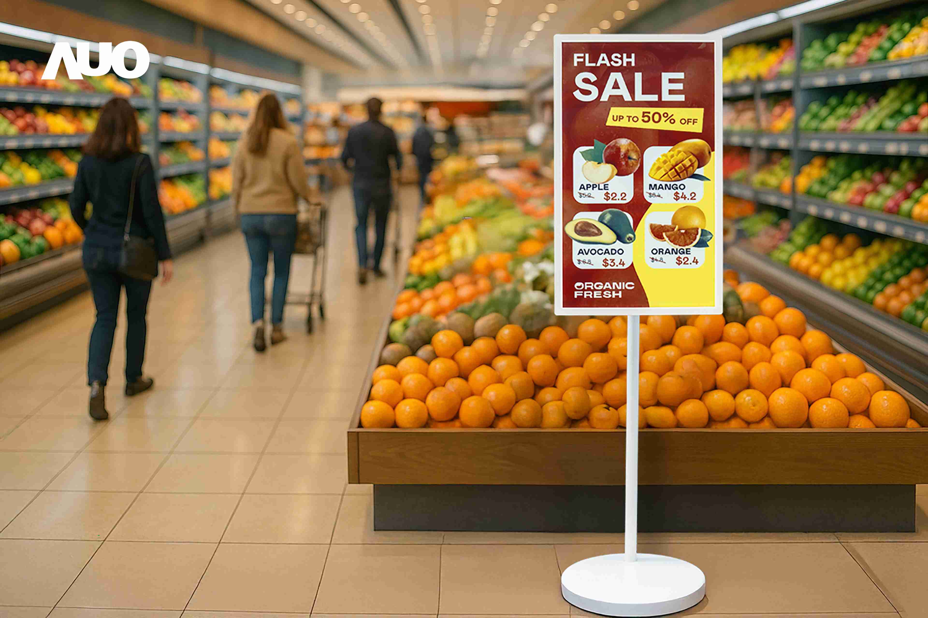 达擎首亮相低功耗、、、全彩的〝aecoPost电子纸解决方案〞，，，，仅在更新画面时需要微量的电力驱动，，无需布建电线的便捷设计，，使其可灵活应用、、、、随意置放，，并可透过云端或行动装置app，，，轻松管理及排程广告内容，，，晋升店头营销利器。。。